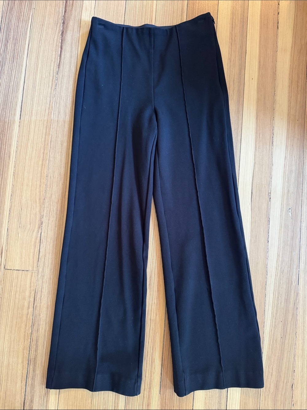 Ann Taylor Black Wide-Leg Trousers with Sewn-in Pleat
